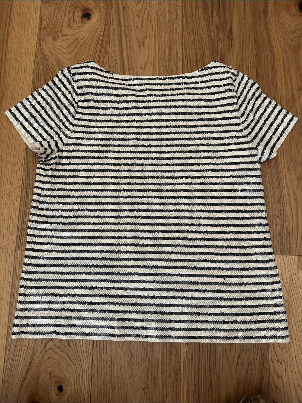 J. Crew Black & White Striped Short-Sleeve Top